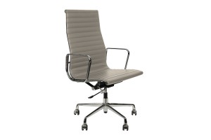 Кресло Eames  Ribbed Office Chair EA 119 серая кожа Premium EU Version