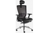 Кресло для руководителя с подголовником и подлокотниками Milani X-chair сетка+кожа черный/металл