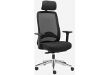 Кресло для руководителя Carot AS Plus с подголовником черное, алюминий