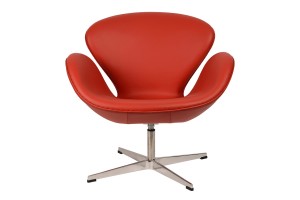 Кресло Arne Jacobsen Style Swan Chair красная кожа