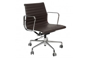 Кресло Eames Style Ribbed Office Chair EA 117 кофейная кожа