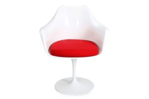 Стул Eero Saarinen Style Tulip Armchair красная подушка