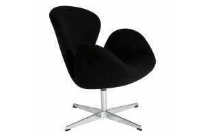 Кресло Arne Jacobsen  Swan Chair черная шерсть