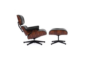 Кресло Eames Lounge Chair & Ottoman черная кожа/палисандр
