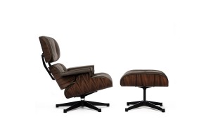 Кресло Eames Style Lounge Chair & Ottoman коричневое /палисандр