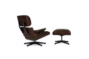 Кресло Eames Style Lounge Chair & Ottoman коричневое /палисандр
