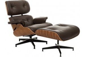 Кресло Eames Style Lounge Chair & Ottoman Premium коричневая кожа