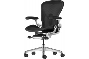 Офисное кресло Herman Miller Aeron Black Onyx/Polished Aluminum, размеры A,B,C