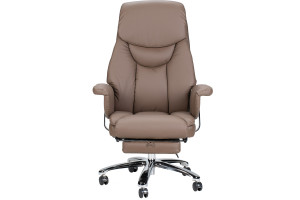 Кресло для руководителя Norden Парламент экокожа сталь/хром, серо-коричневый