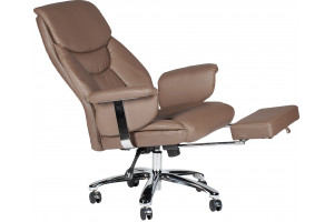 Кресло для руководителя Norden Парламент экокожа сталь/хром, серо-коричневый