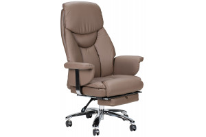 Кресло для руководителя Norden Парламент экокожа сталь/хром, серо-коричневый