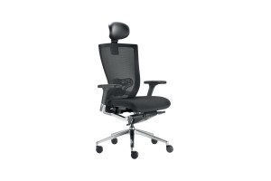Кресло для руководителя с подголовником и подлокотниками Milani X-chair сетка+ткань черный/металл