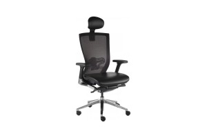 Кресло для руководителя с подголовником и подлокотниками Milani X-chair сетка+кожа черный/металл