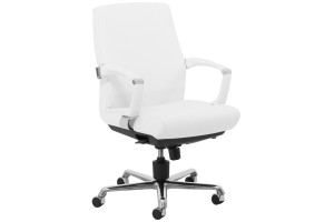 Кресло для руководителя Deep/B кожа Белый/Полированный алюминий