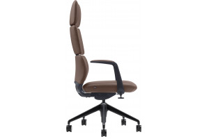 Кресло руководителя Venetto черная база/кожа, коричневый