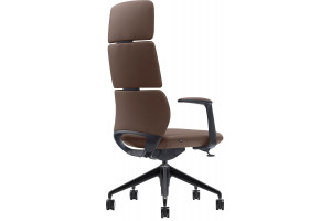 Кресло руководителя Venetto черная база/кожа, коричневый