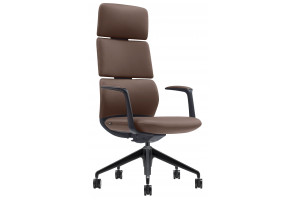 Кресло руководителя Venetto черная база/кожа, коричневый