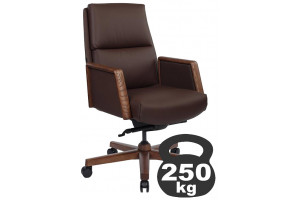 Кресло руководителя Franco-M низкая спинка кожа/дерево, коричневый