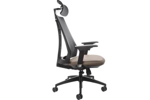 Офисное кресло с подголовником Air-Chair черный пластик, черная база