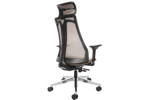 Офисное кресло с подголовником Air-Chair черный пластик , хром. база