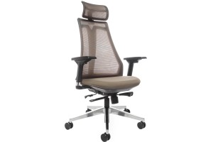 Офисное кресло с подголовником Air-Chair черный пластик , хром. база