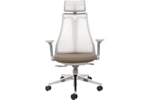 Офисное кресло с подголовником Air-Chair серый пластик, хром. база