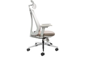 Офисное кресло с подголовником Air-Chair серый пластик, хром. база