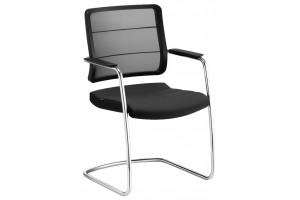 Кресло для посетителей  Interstuhl  AirPad алюминий кожа черная