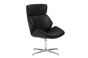 Кресло для переговорных Charm High Lounge Черный/Полированный алюминий