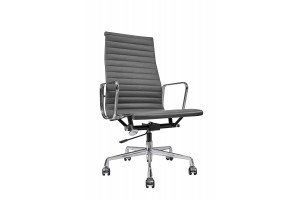Кресло Eames HB Ribbed Office Chair EA 119  кожа графит