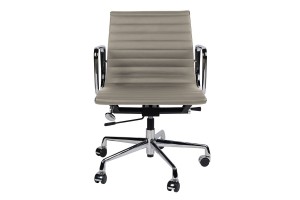 Кресло Eames Style Ribbed Office Chair EA 117 серая кожа