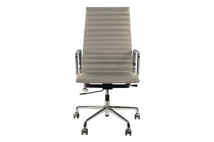 Кресло Eames Style Ribbed Office Chair EA 119 серая кожа