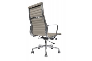 Кресло Eames  Ribbed Office Chair EA 119 серая кожа