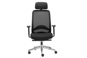 Кресло для руководителя Carot AS Plus с подголовником черное, алюминий