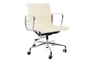 Кресло Eames Style Ribbed Office Chair EA 117 кремовая кожа