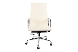 Кресло Eames Style HB Ribbed Office Chair EA 119 кремовая кожа