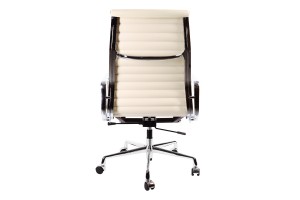 Кресло Eames Style HB Ribbed Office Chair EA 119 кремовая кожа