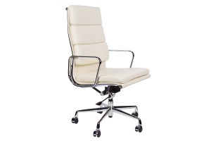 Кресло Eames  HB Soft Pad Executive Chair EA 219 кремовая кожа