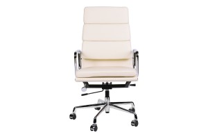 Кресло Eames Style HB Soft Pad Executive Chair EA 219 кремовая кожа