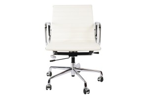 Кресло Eames Style Ribbed Office Chair EA 117 белая кожа