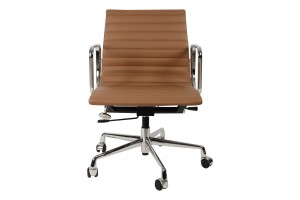 Кресло Eames Style Ribbed Office Chair EA 117 коричневая кожа