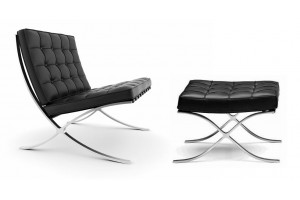 Кресло Barcelona Style Chair & Ottoman черное Кресло Barcelona Style Chair & Ottoman черное