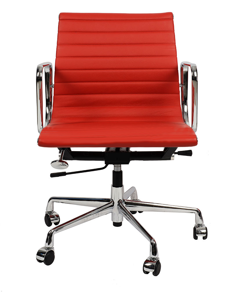 Дизайнерская мебель – кресло Eames Ribbed Office Chairi красная кожа  Premium EU Version, цена, фото – SOHO DESIGN